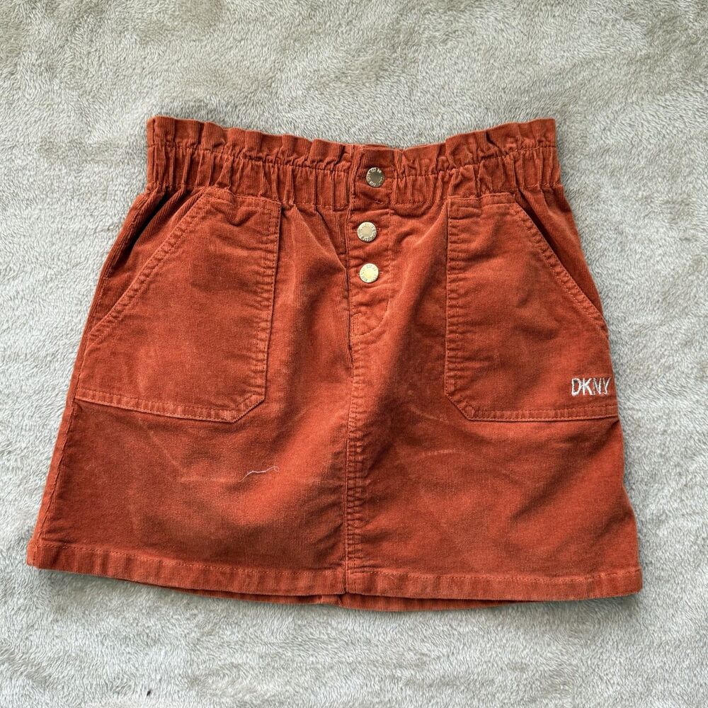 DKNY Girls Corduroy Skirt Size 8 Oragne Gently Used